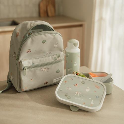 Mittagessenset Pop up Trinkflasche und Lunchbox Grün Little Farm Detail 4