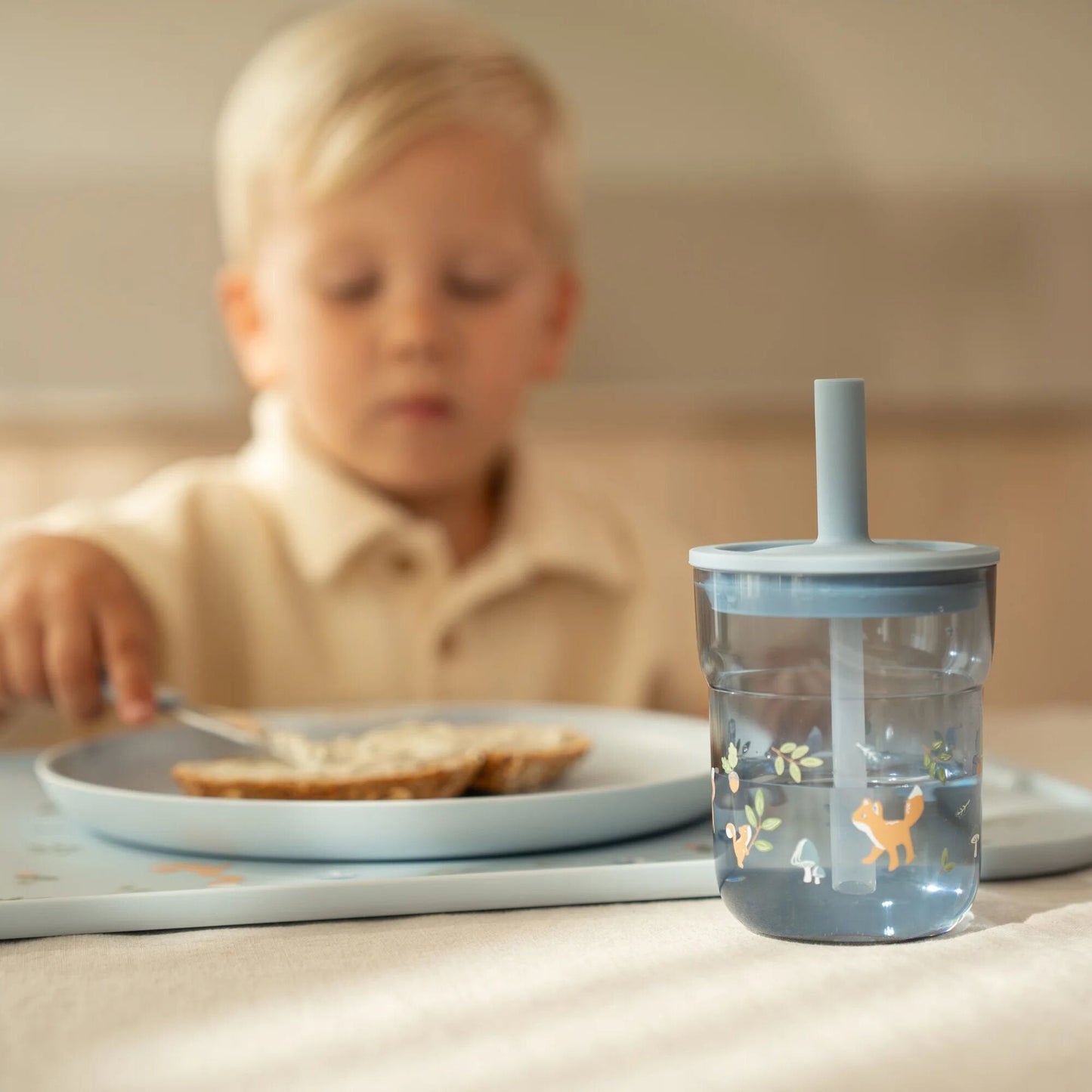 Kinderglas 250 ml Mit Strohhalm Forest Friends Detail 8