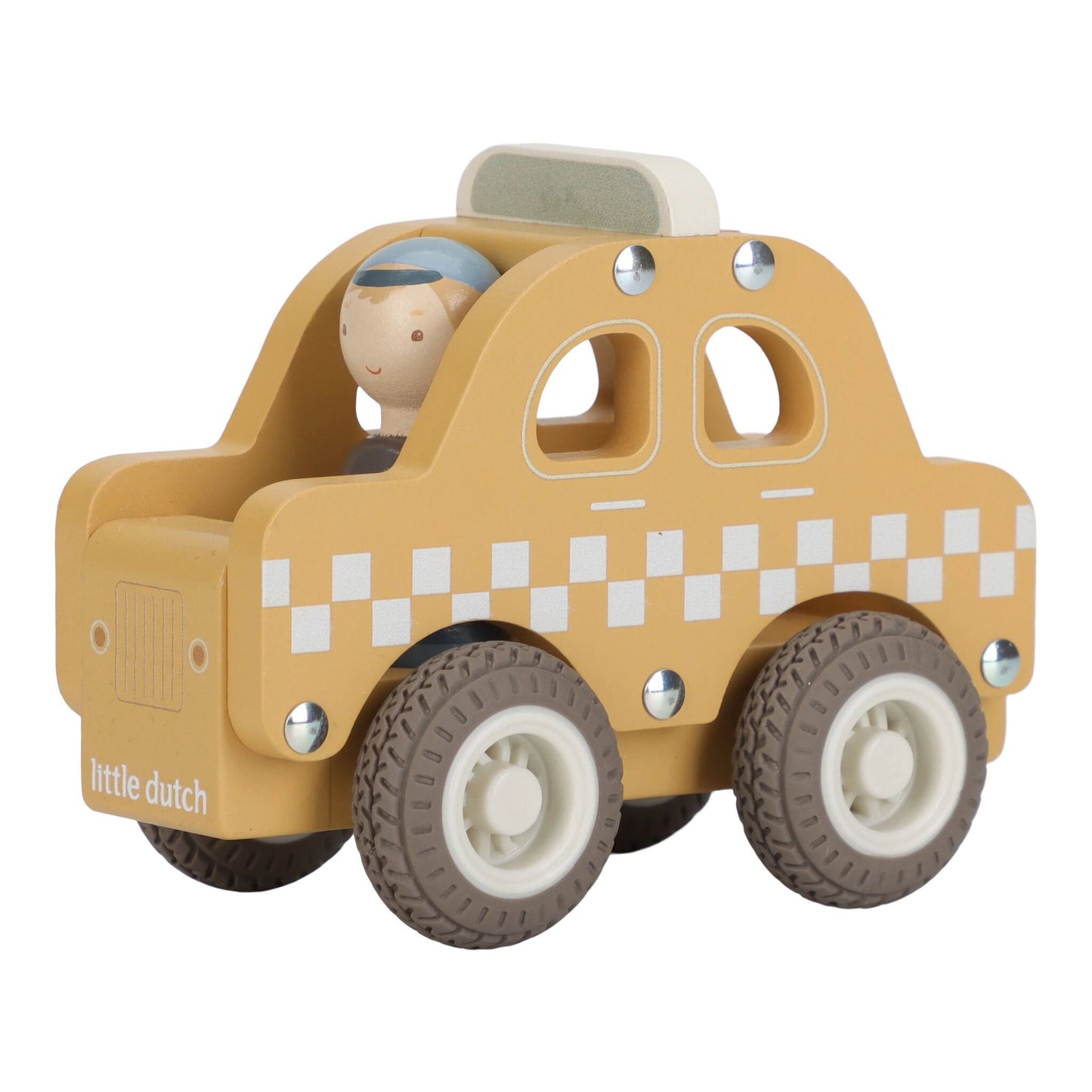 Little Dutch Taxi FSC Holzauto – Gelb – Essentials - Detail