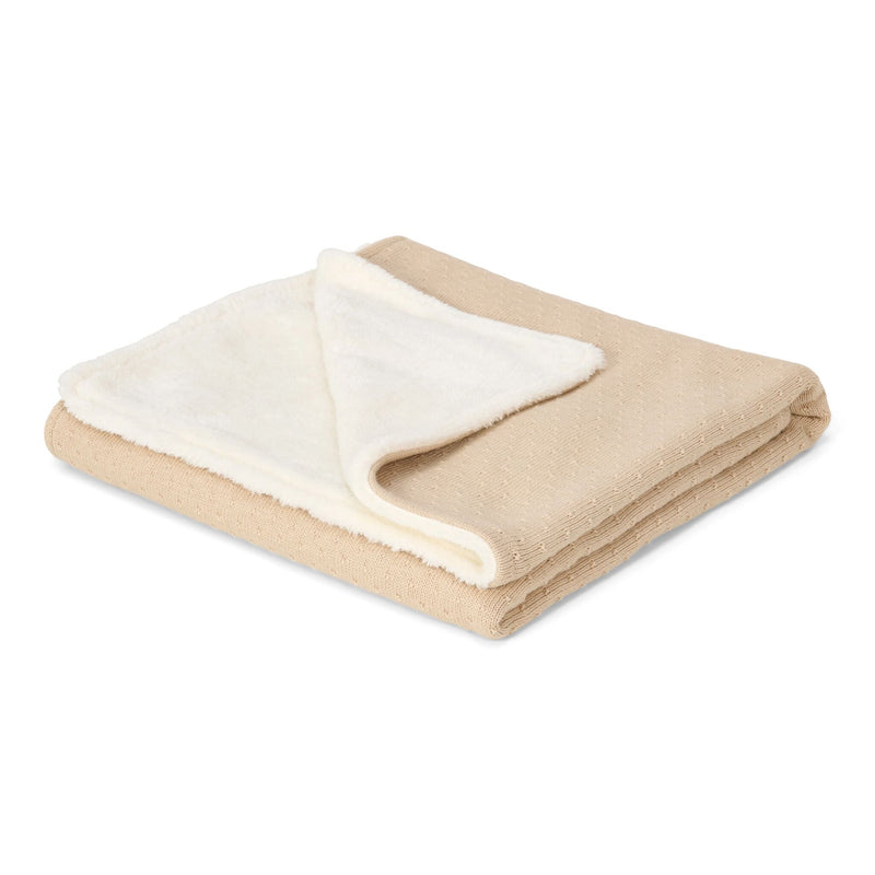 Gestrickte Wiege Decke Fleece Beige Essentials Studio Aufnahme