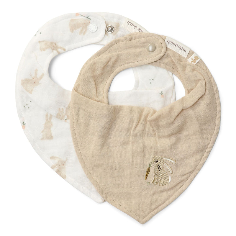 Little Dutch 2er Pack Bandana Lätzchen Weiß Newborn Naturals Baby Bunny Hauptansicht