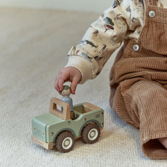 Little Dutch Safariauto aus Holz Grün – Seitenansicht