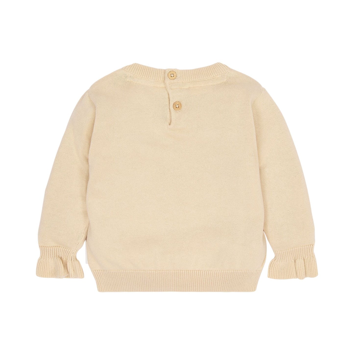 Gestrickter Pullover Beige mit Blumenstickerei