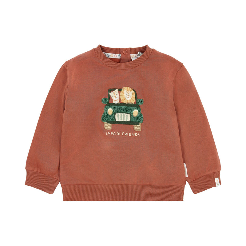 Pullover Rot mit Safari Friends Stickerei