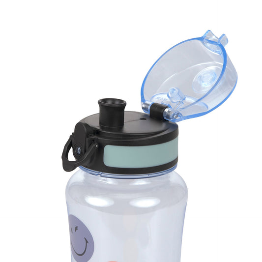 Lässig Tritan Trinkflasche SmileyWorld Blau 420 ml mit 1 Click Verschluss