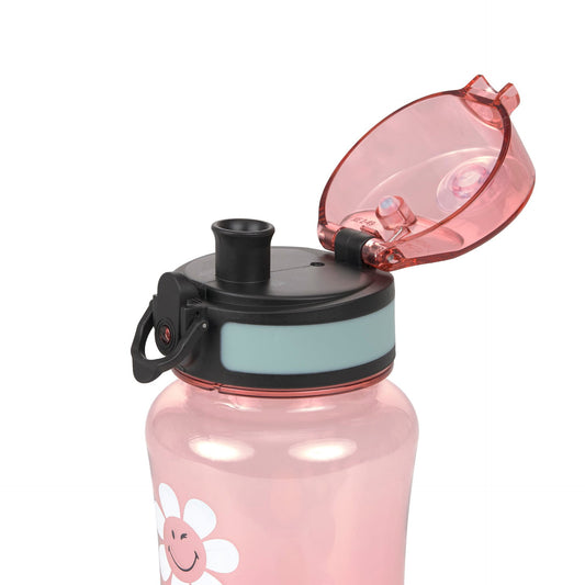Lässig Tritan Trinkflasche SmileyWorld Rosa 420 ml mit 1 Click Verschluss