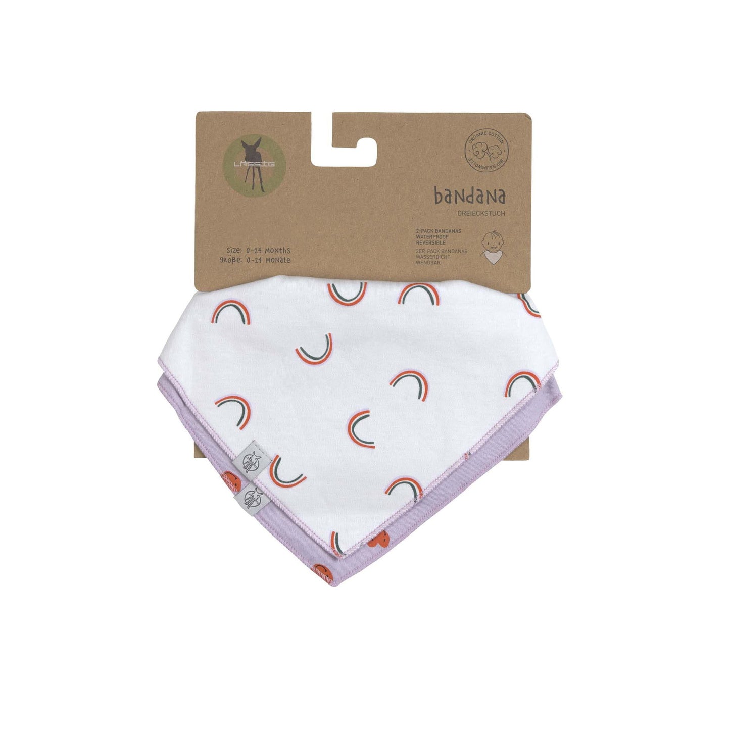 Lässig Dreieckstuch Baby (2 Stk) Bandana, Happy Rascals Herz Rückansicht