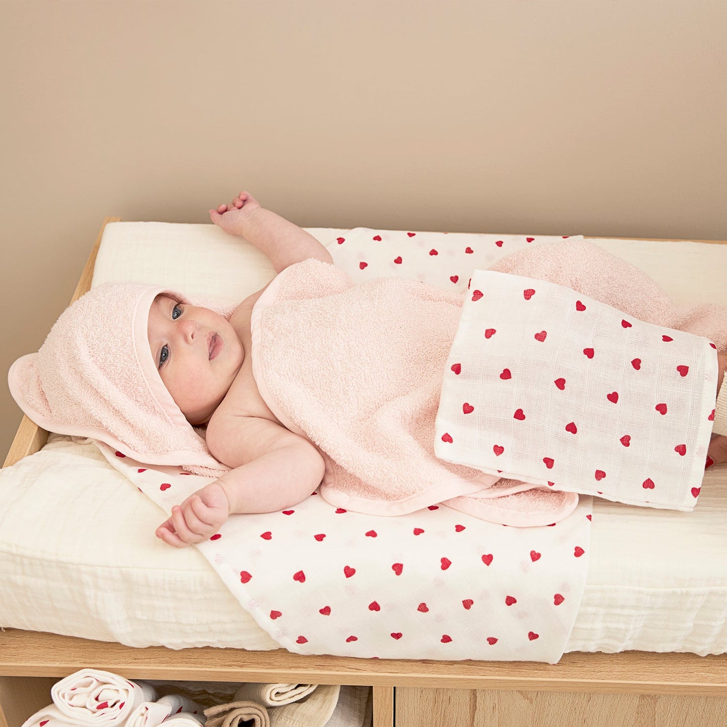 Meyco Musselinwindeln - Sweet Heart White/Red Sweet Heart White/Red