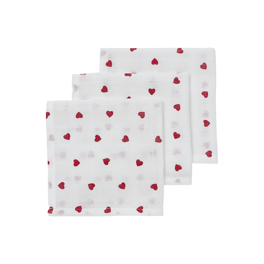 Meyco Musselinwindeln - Sweet Heart White/Red Sweet Heart White/Red