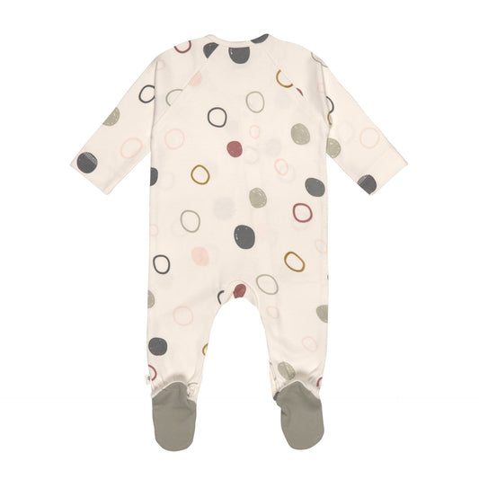 Lässig Baby Schlafanzug mit Füßen Bio Baumwolle, Circles, Weiß Detailansicht