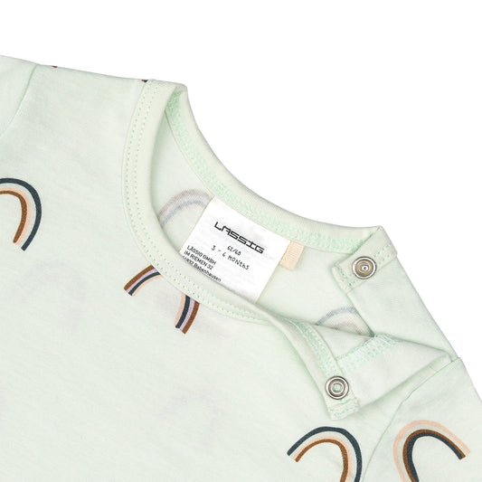 Lässig Baby Jumpsuit Bio Baumwolle, Regenbogen, Mint Detailansicht