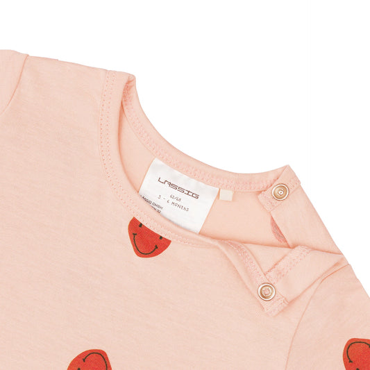 Lässig Baby Jumpsuit Bio Baumwolle, Herzen, Rosa Detailansicht