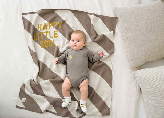 Lässig Babydecke Bio Baumwolle, Gestreift Nature Taupe Detailansicht