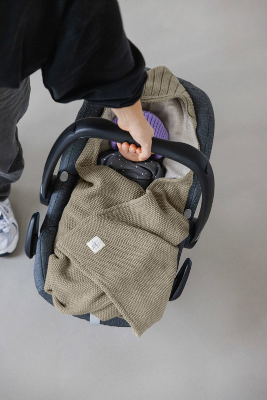 Lässig Einschlagdecke Baby Bio Baumwolle, Taupe Detailansicht