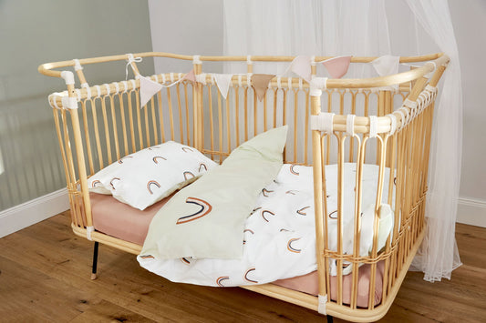 Lässig Bettwäsche Set Kinder Bio Baumwolle, Regenbogen, Grün Milky Detailansicht