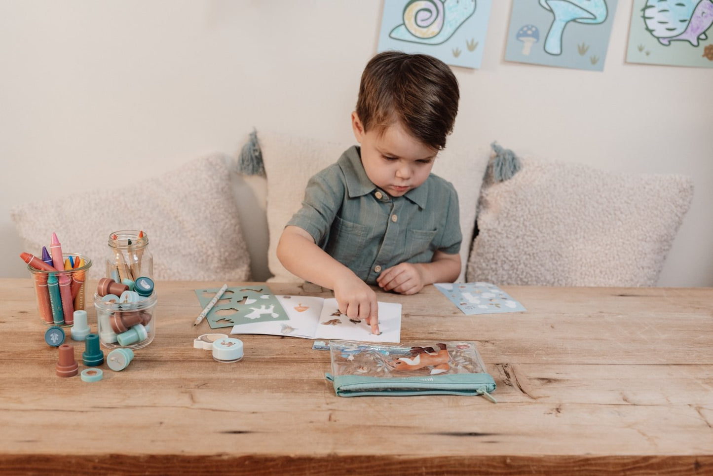 Little Dutch Schreibset blau Forest Friends - Etui mit Inhalt