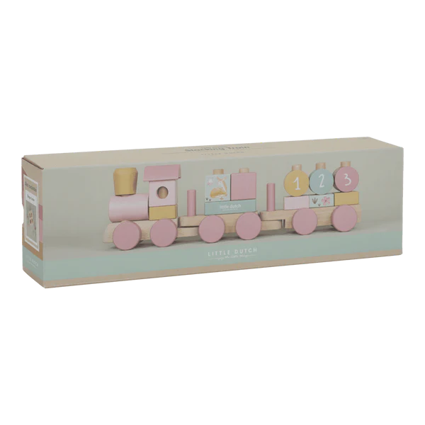 Little Dutch rosa Holz Eisenbahn zur Taufe mit Steck-Formen Fairy Garden im Einsatz