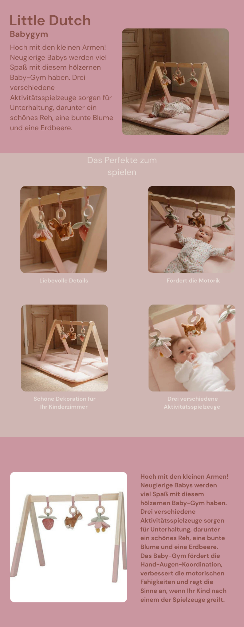 Little Dutch Rosa Spieltrapez Holz Fairy Garden