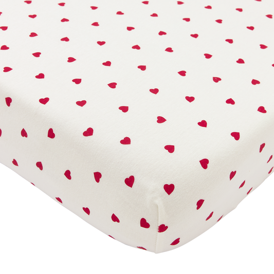 Meyco Spannbettlaken jersey print Sweet Heart White/Red