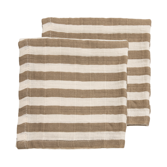 Meyco Musselinwindeln vorgewaschen musselin - Fat Stripe Taupe Fat Stripe Taupe