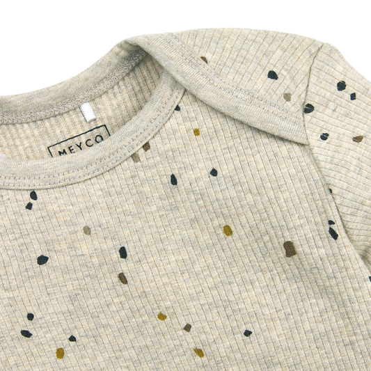 Meyco Baby-Pyjamas Rib Mini spot Sand Melange