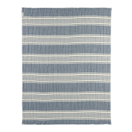 Meyco Decke vorgewaschen musselin jacquard Stripe Indigo