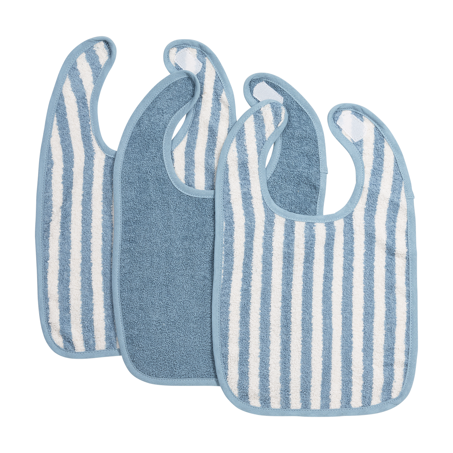 Meyco Lätzchen mit Klettverschluss jacquard Fat Stripe Jeans Blue Studio
