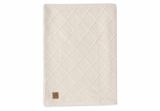 Jollein Decke - Check Knit - Teddy Fleece Oatmeal Detail