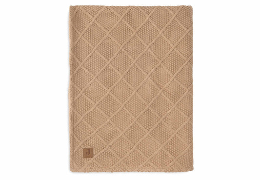 Jollein Decke - Check Knit - Teddy Fleece Biscuit Detail