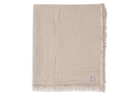 Jollein Deken - Fringe - GOTS Olive Green Detail