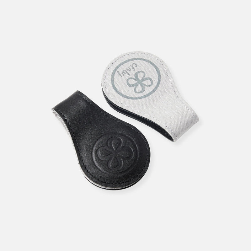 Cloby Magnet-Clips 2er Set Leder schwarz von der Seite