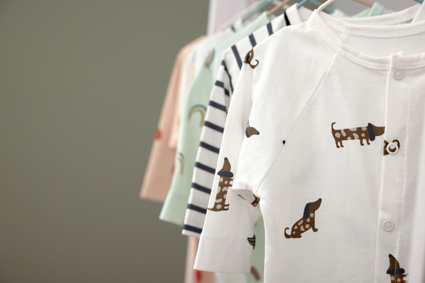 Lässig Baby Jumpsuit Bio Baumwolle, Regenbogen, Mint Verpackung
