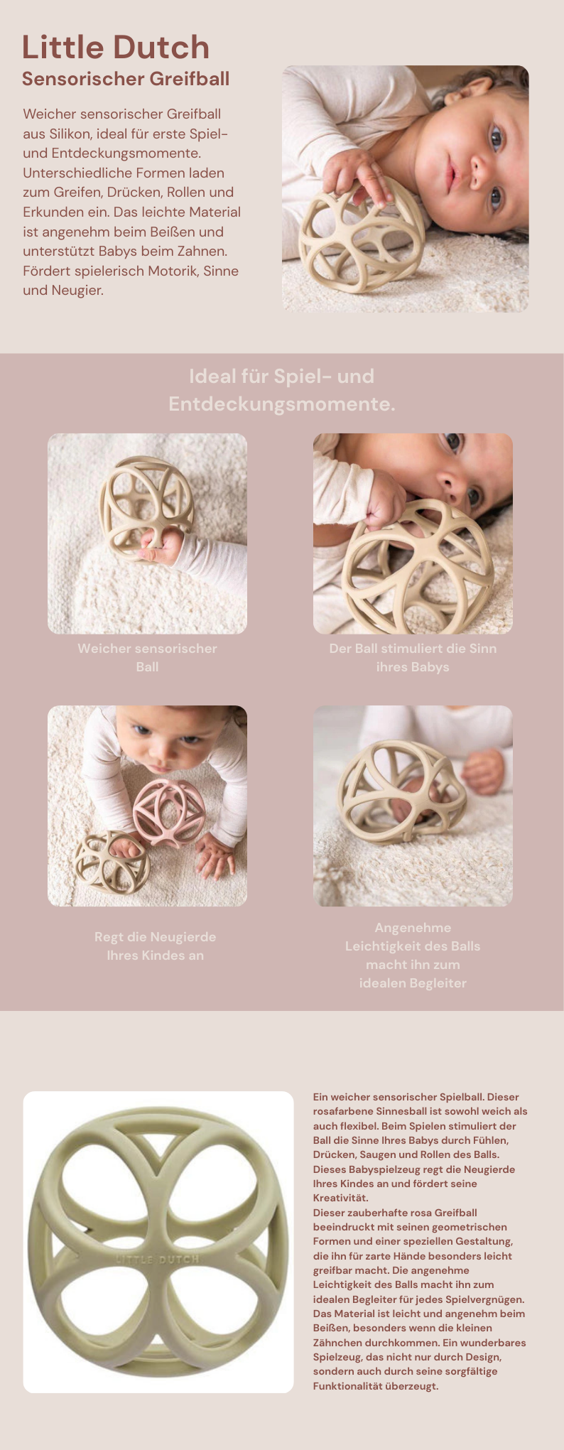 Little Dutch sensorischer Greifball Beige