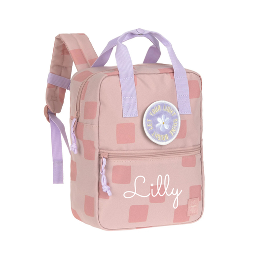 Lässig Kindergartenrucksack Square - Pattern Party, Rosa Personalisierung — Detailansicht 2