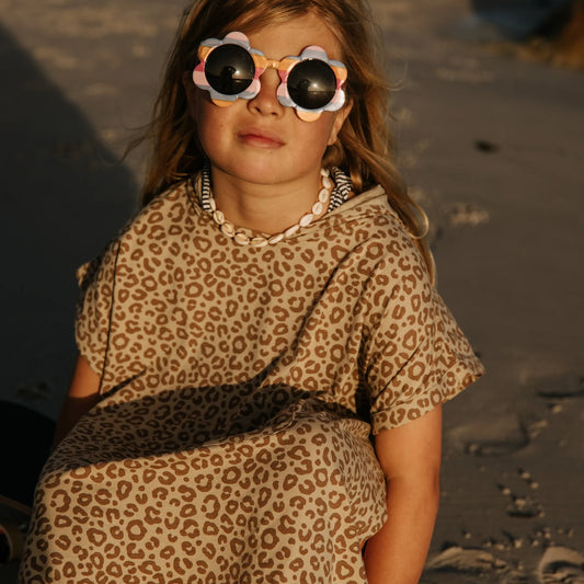 Cloby UV Schutz Poncho UPF 50+ Leopard Brown Detailansicht