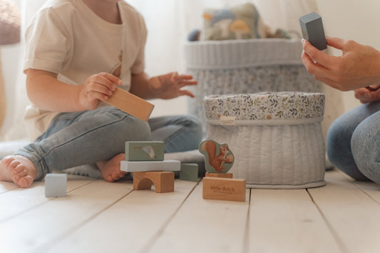 Little Dutch Bausteine blau - Forest Friends - Holzbauklötze
