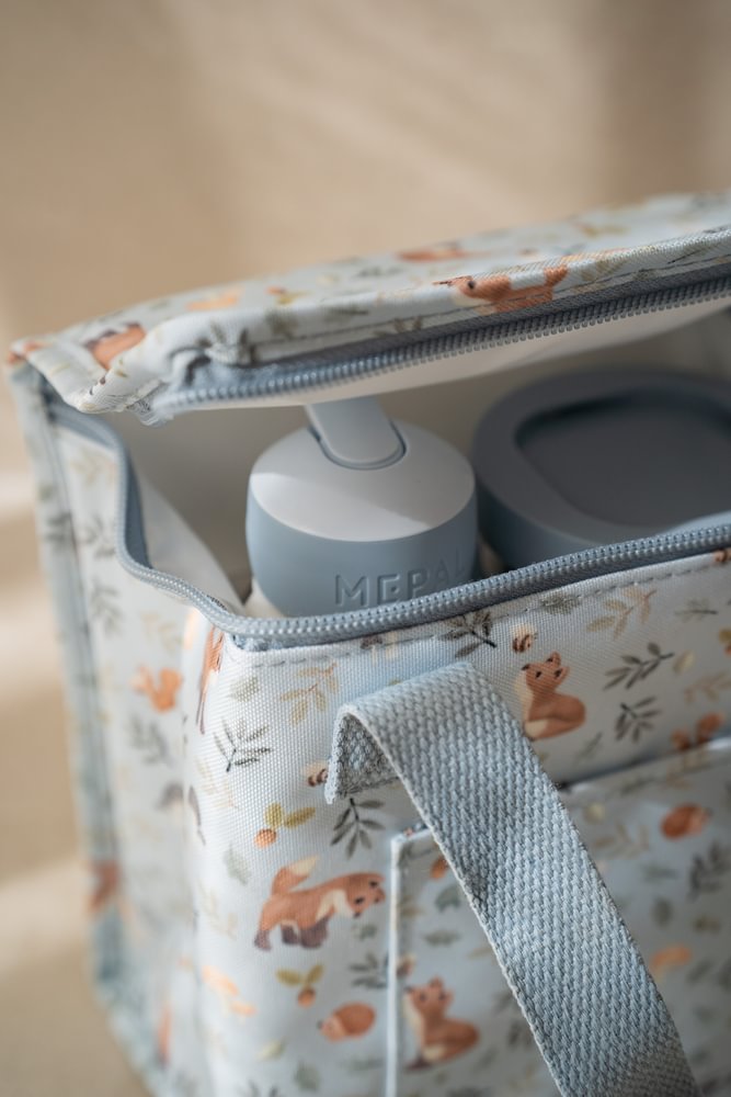 Little Dutch Blaue Trinkflasche Pop Up Campus 400 ml Forest Friends Mepal