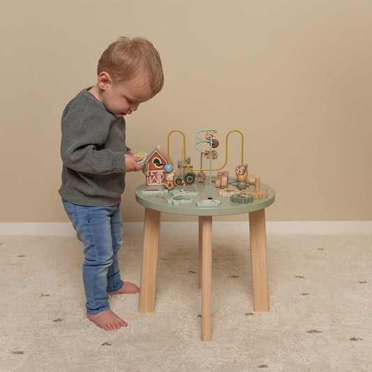 Little Dutch Grüner Aktivitäten Tisch Personalisierung Name Little Farm von der Seite