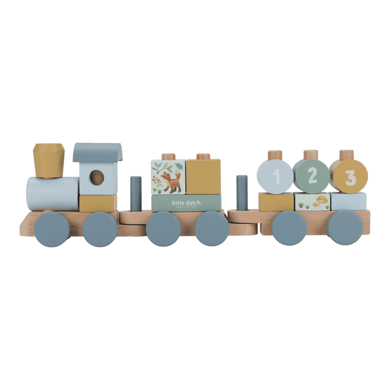 Little Dutch Holz Eisenbahn blau mit Steck-Formen