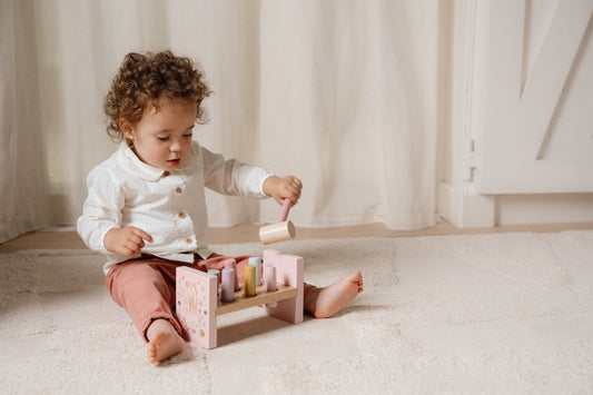 Little Dutch Rosa Hammerbank Personalisierung Geburtstag Fairy Garden von der Seite