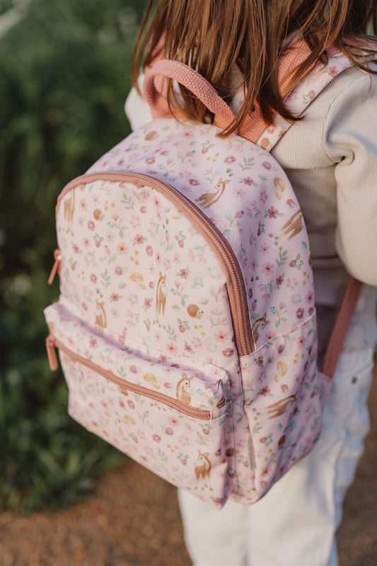 Little Dutch Rosa Kinder Rucksack Fairy Garden Personalisierung mit Namen Material Nahaufnahme