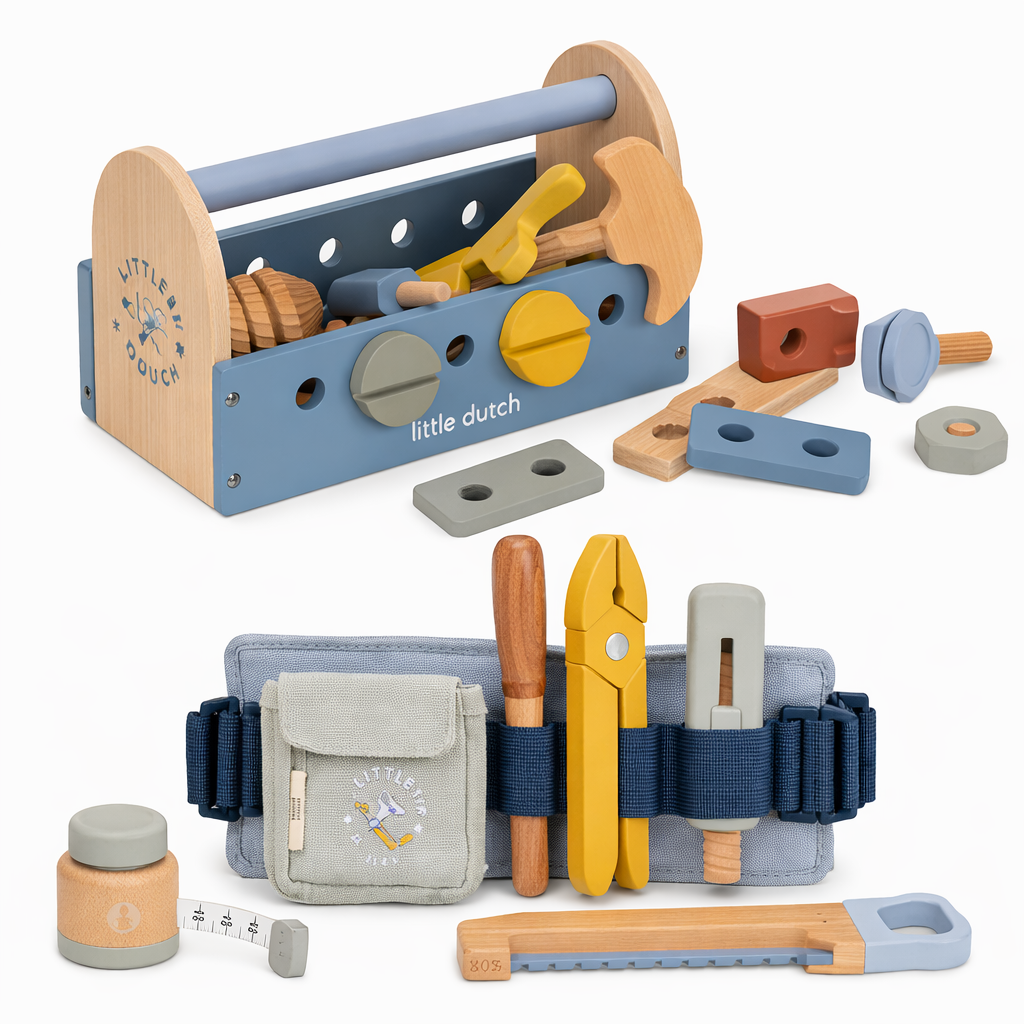 Little Dutch Werkbank Zubehör Werkzeuggürtel + Werkzeugkasten