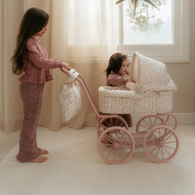 Little Dutch rosa Puppenwagen Metall Soft Flowers | einfachschoen