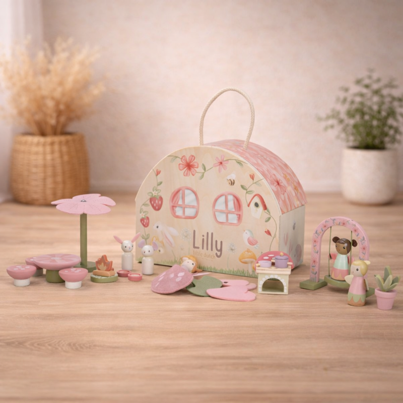 Little Dutch Rosa Feenhaus Holz Fairy Garden Personalisierung mit Namen