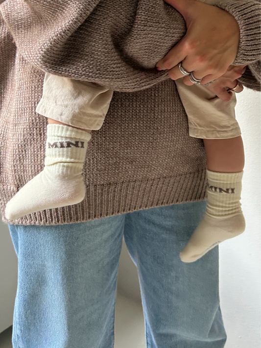 Famvibes Mini College Wollsocken taupe