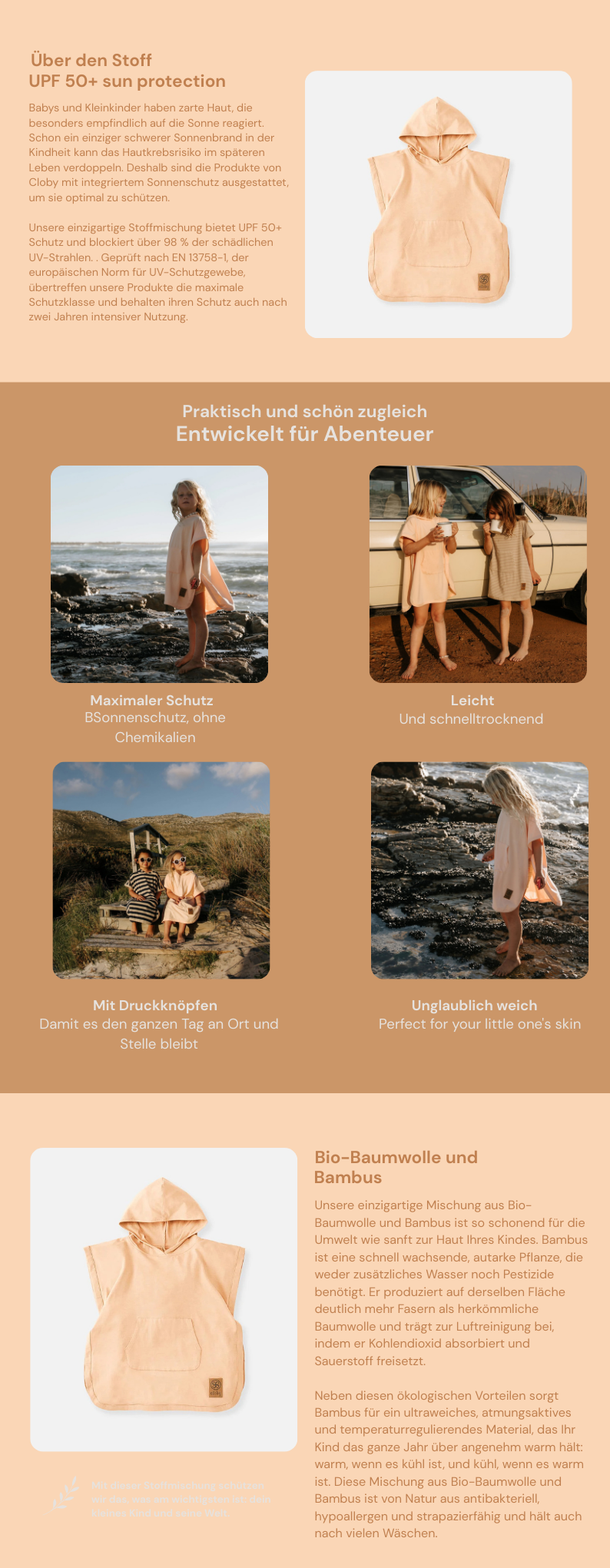 Cloby UV-Poncho in Peachy Summer – UPF 50+