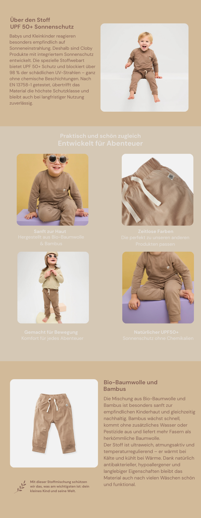 Cloby Jogginghose in Peanut Brown – UPF 50+