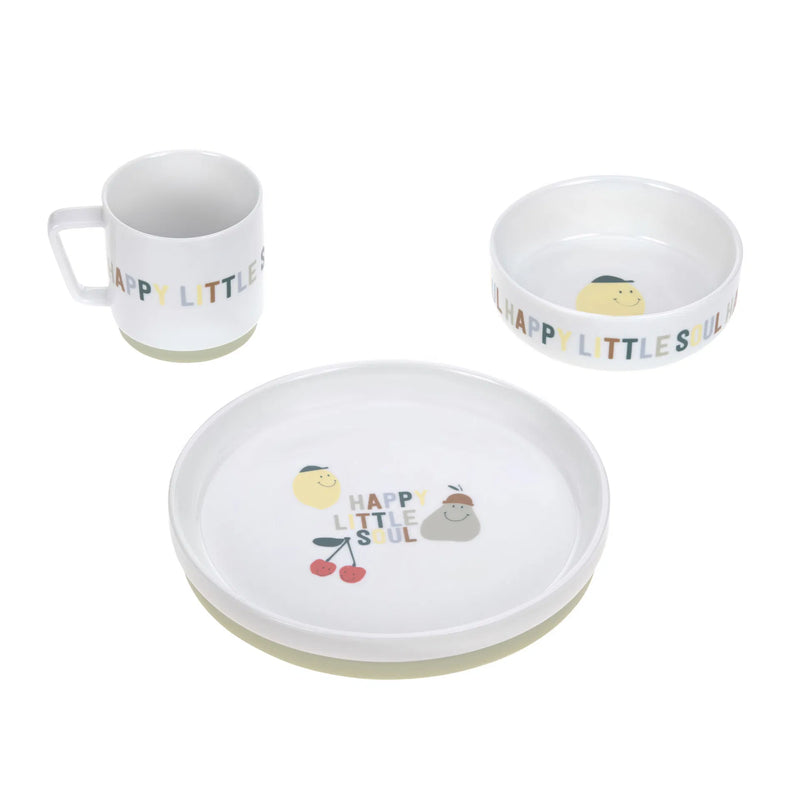 Lässig Kindergeschirr Set Porzellan - Happy Fruits Zitrone Kirsche