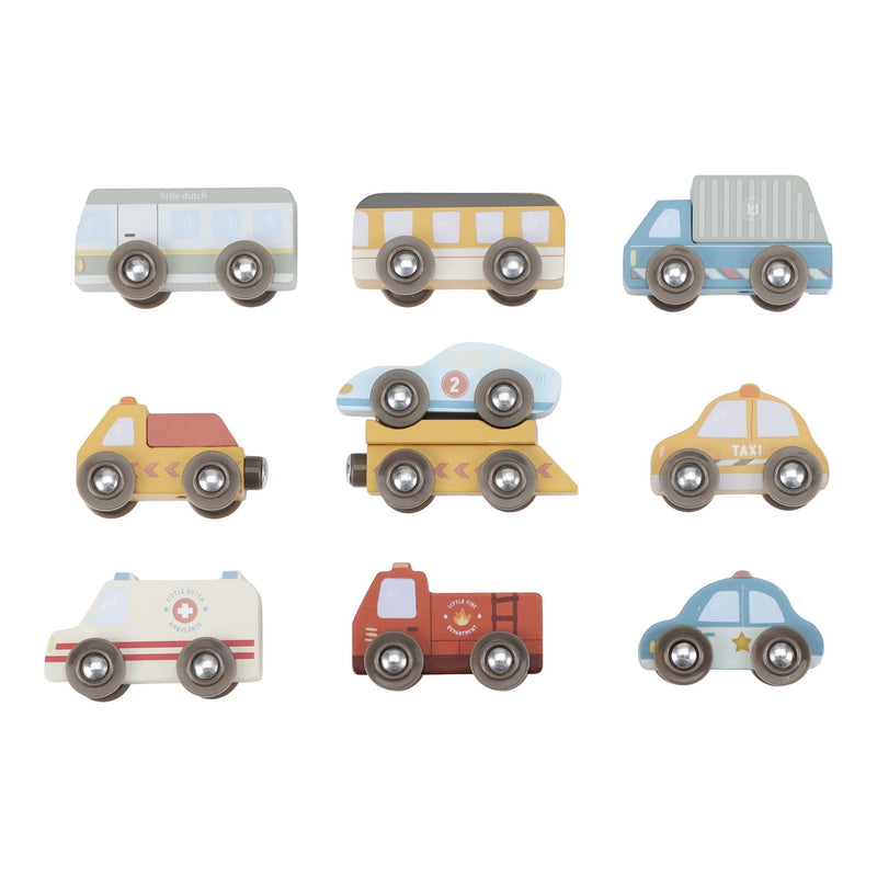 Little Dutch Fahrzeugset Holz 10-teilig - Autos