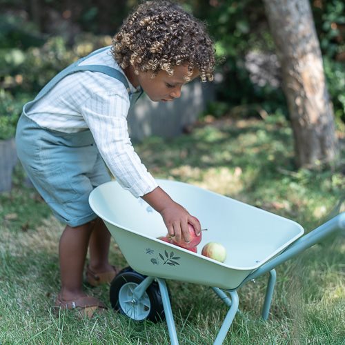 Little Dutch Garten Schubkarre für Kinder grün - Forest Friends – Detailansicht